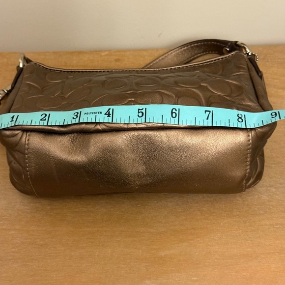Rare Coach Metallic Bronze Enamel Embossed Mini Top Handle Bag - Picture 7 of 7